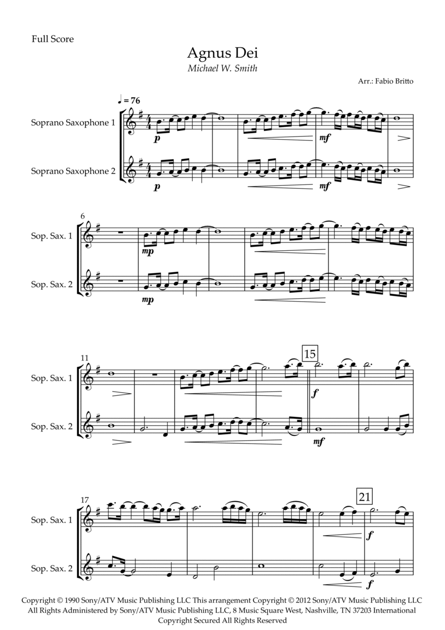 Agnus Dei Woodwind Duet scores gallery preview page 1