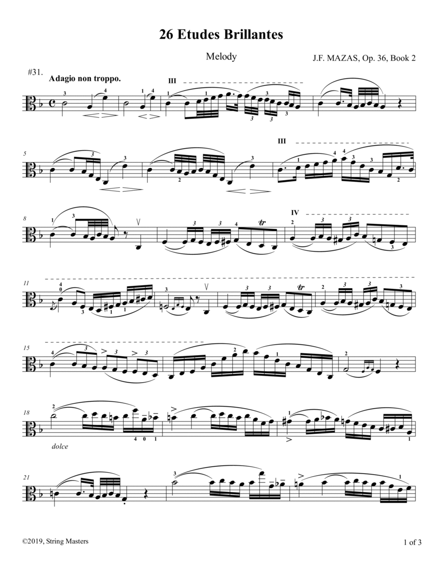 Mazas, Etudes for Viola Op 36, Book 2, No.31