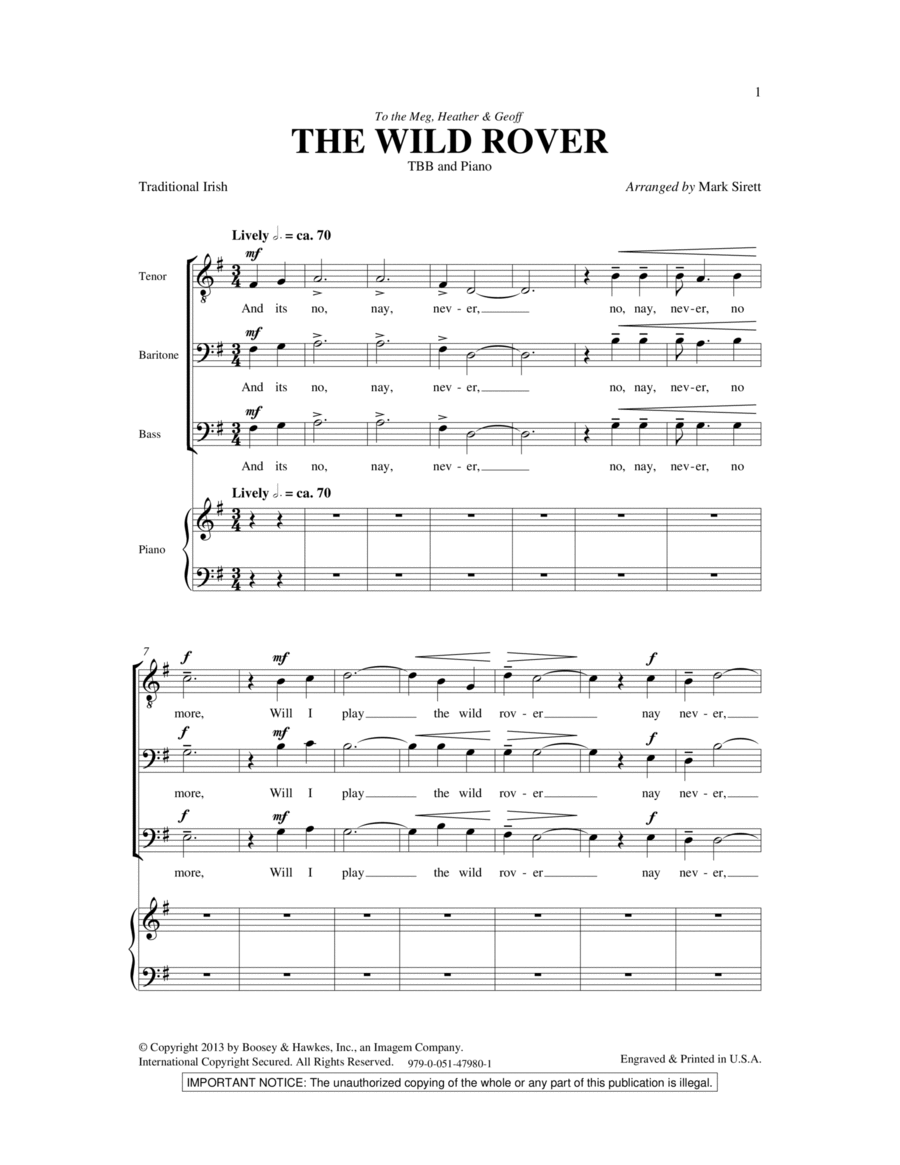 The Wild Rover 3-Part scores gallery preview page 1