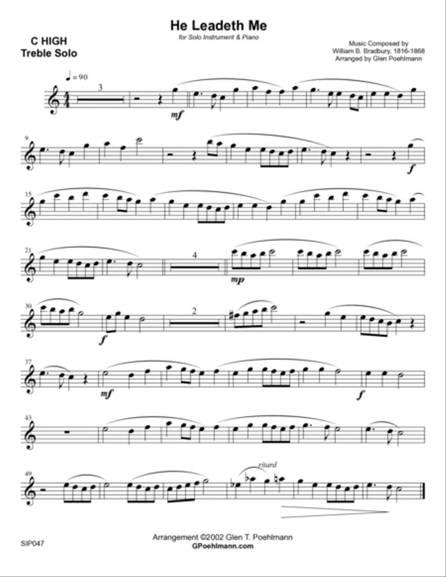 HE LEADETH ME - SOLO (or group) for any Orchestra Instrument! Piano accompaniment Piano scores gallery preview page 5