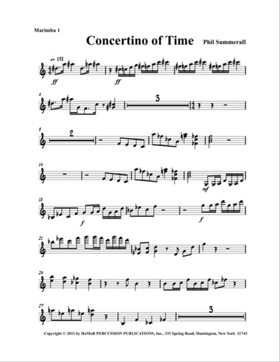 Concertino of Time Marimba scores gallery preview page 1