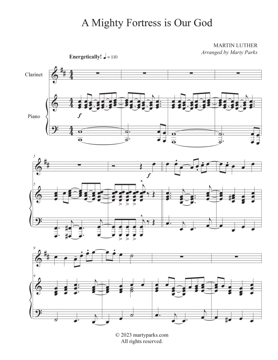 A Mighty Fortress is Our God (Clarinet-Piano) Clarinet Solo scores gallery preview page 1