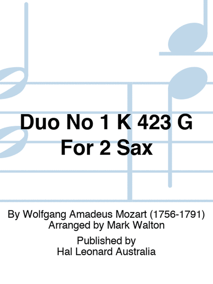 Duo No 1 K 423 G For 2 Sax