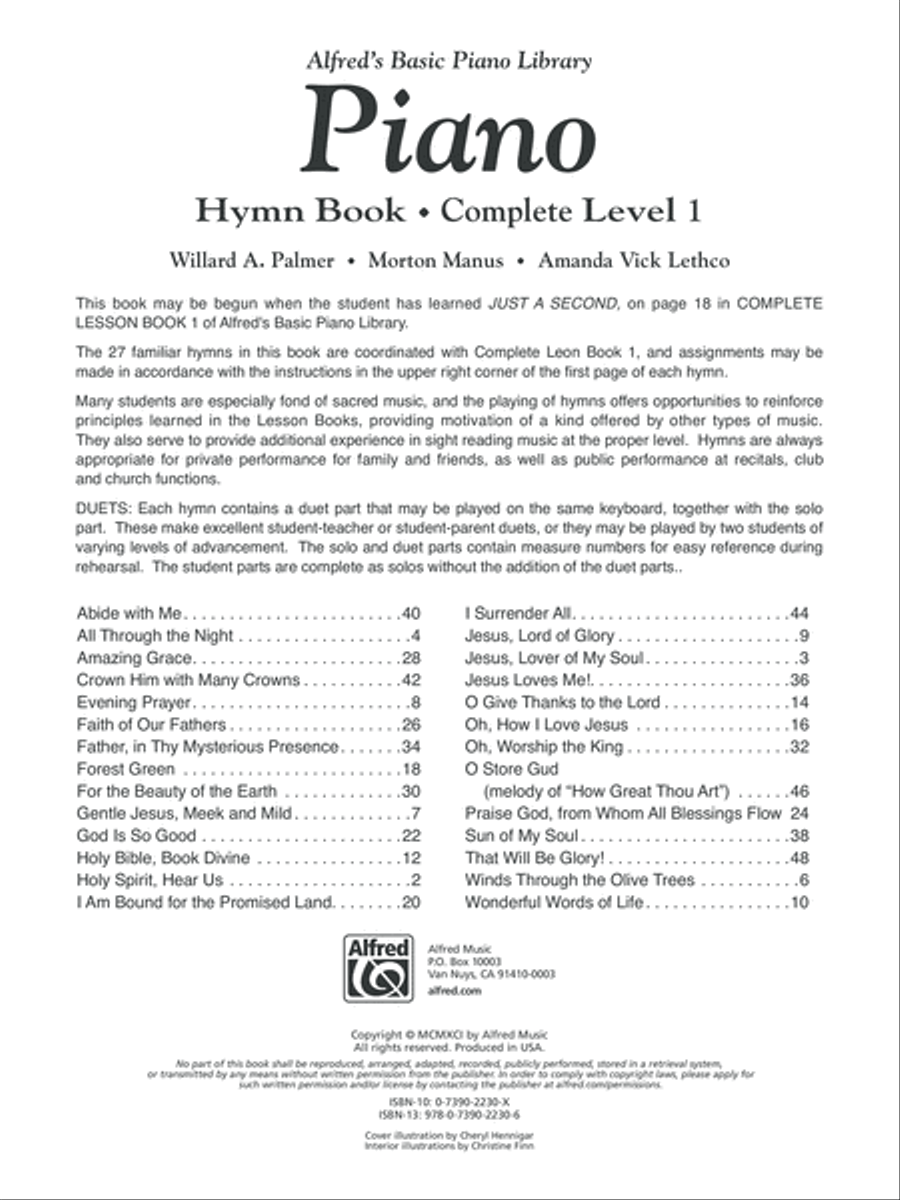 Alfred's Basic Piano Library Hymn Book Complete Voice Solo scores gallery preview page 6
