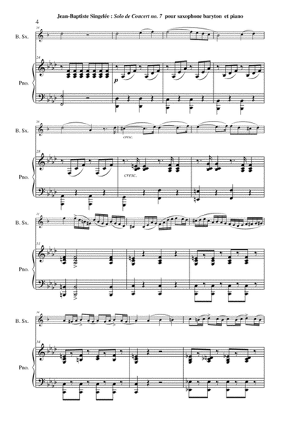 Jean-Baptiste Singelée Solo de Concert no. 7, Opus 93 pour Saxophone Baryton et Piano