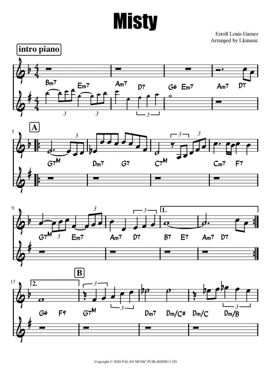 Misty B-Flat Trumpet scores gallery preview page 1