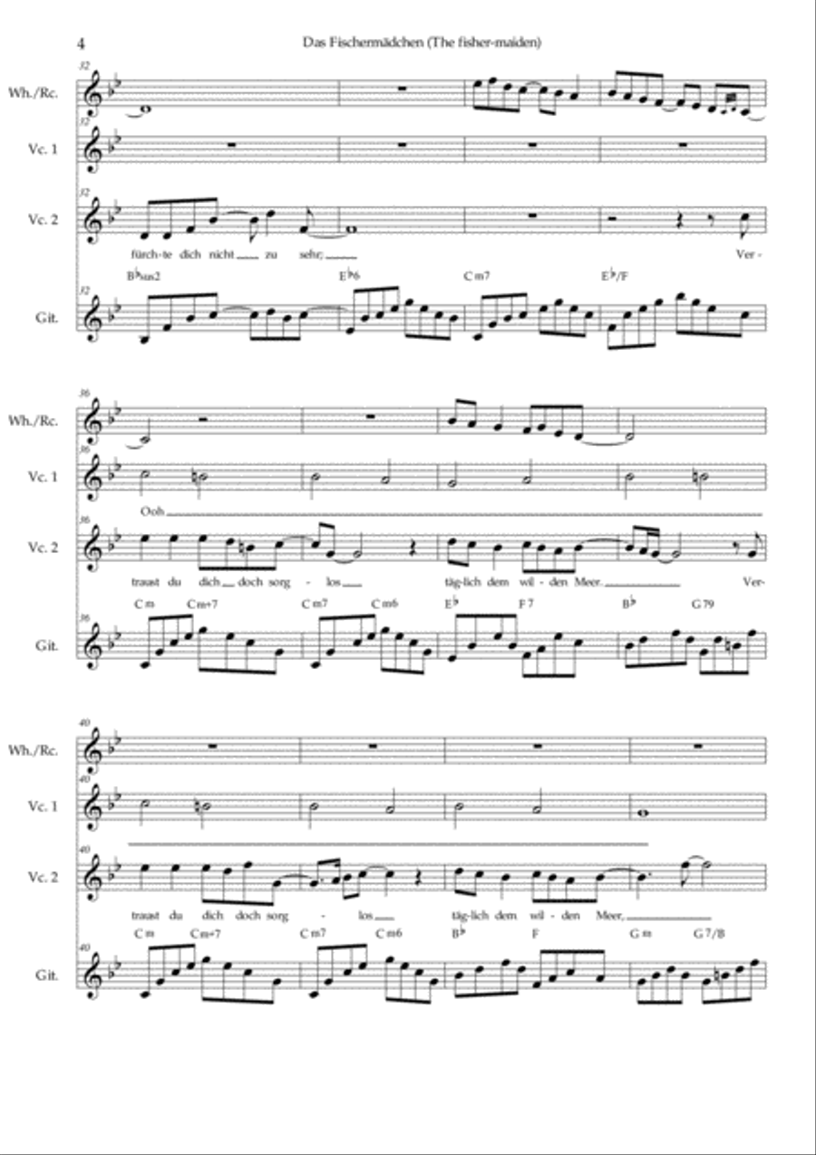 Franz Schubert - Das Fischermädchen (the fisher-maiden) Small Ensemble scores gallery preview page 5