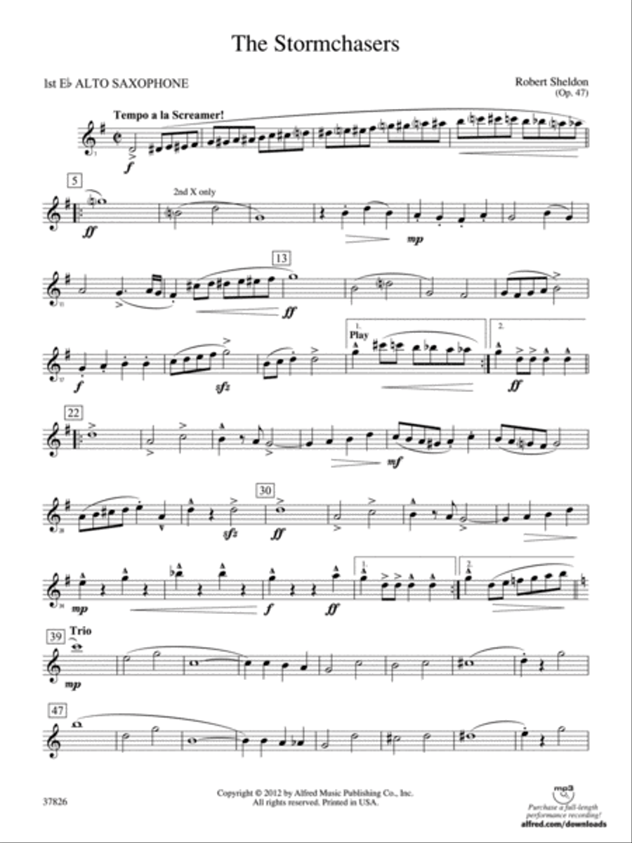The Stormchasers: E-flat Alto Saxophone Concert Band scores gallery preview page 1