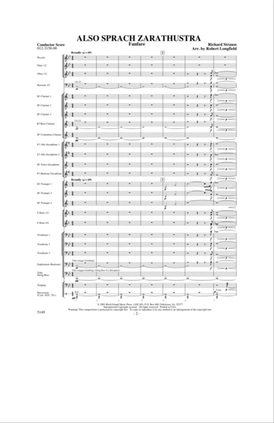 Also Sprach Zarathustra Concert Band scores gallery preview page 2