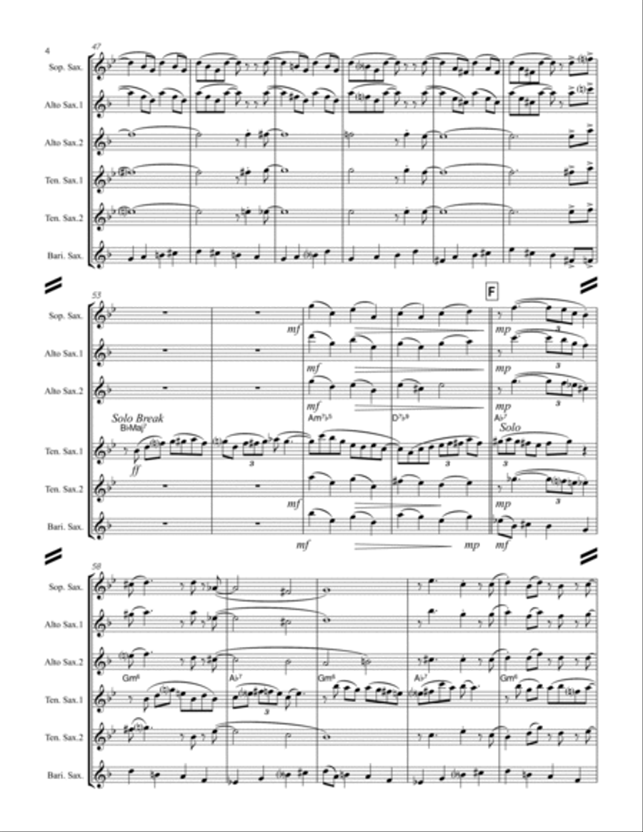 A Night In Tunisia Saxophone Quintet scores gallery preview page 5