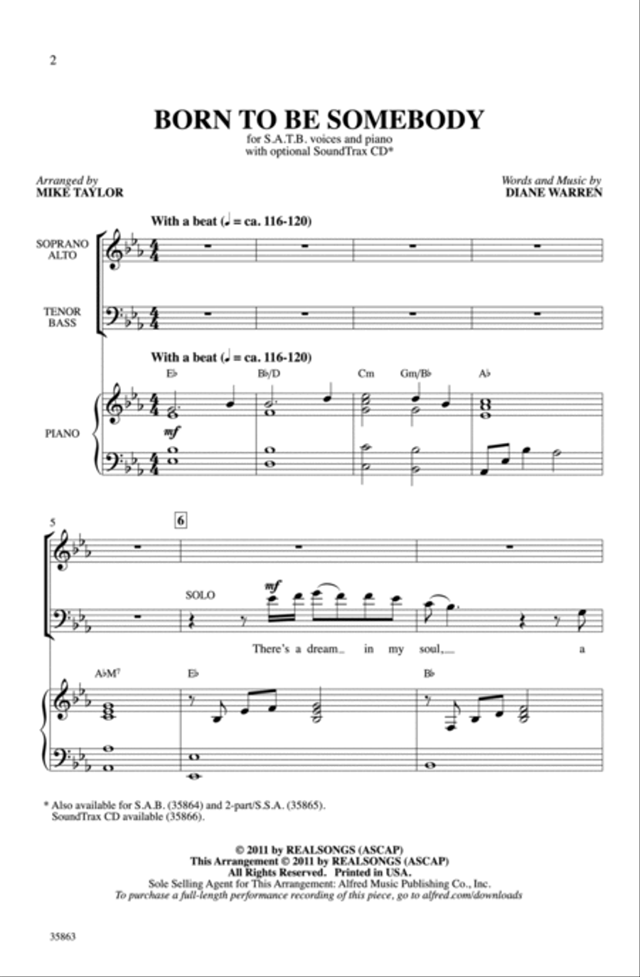 Born to Be Somebody (from Never Say Never) - SoundTrax CD (CD only) Choir scores gallery preview page 2