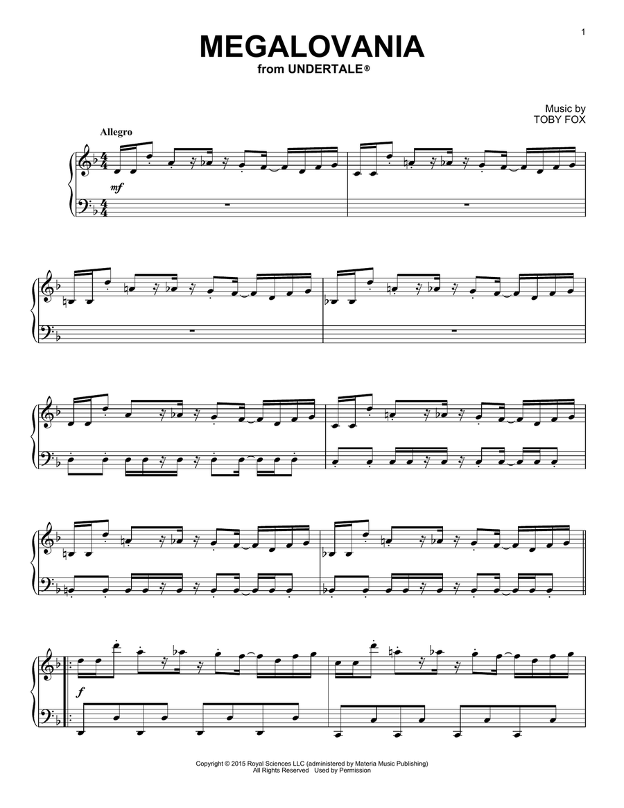 Megalovania from Undertale Piano Solo Digital Sheet Music