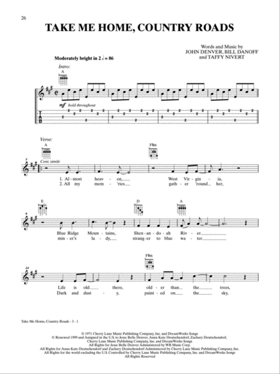 Take Me Home, Country Roads Banjo scores gallery preview page 1