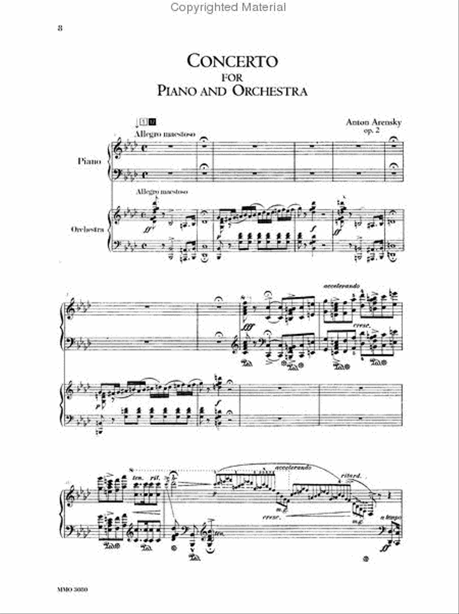 Arensky - Concerto for Piano in F Minor, Op. 2 Piano Solo scores gallery preview page 2