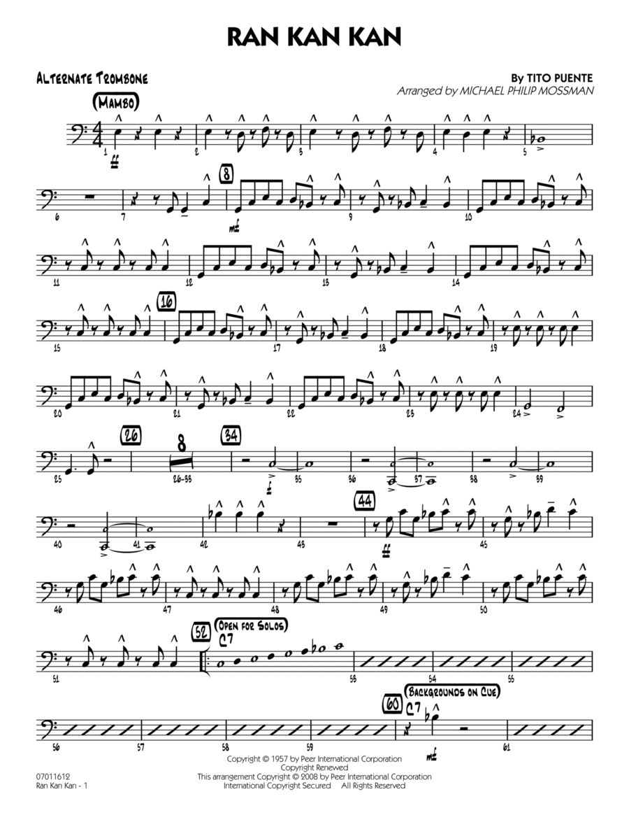 Ran Kan Kan - Alternate Trombone Trombone scores gallery preview page 1