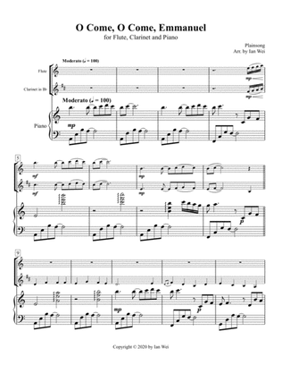 O Come, O Come, Emmanuel for Flute, Clarinet and Piano