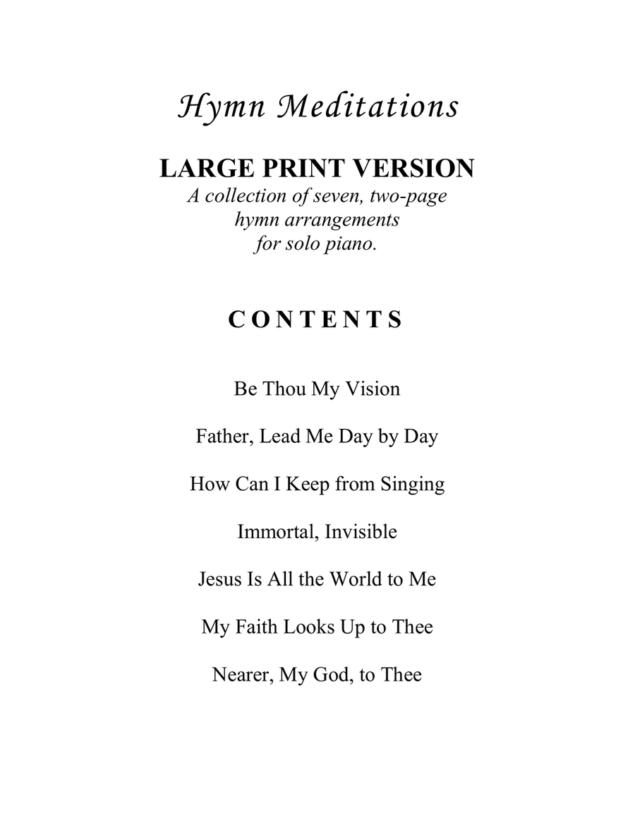 Hymn Meditations (A Collection of LARGE PRINT Two-page Hymns for Solo Piano) Piano Solo scores gallery preview page 4