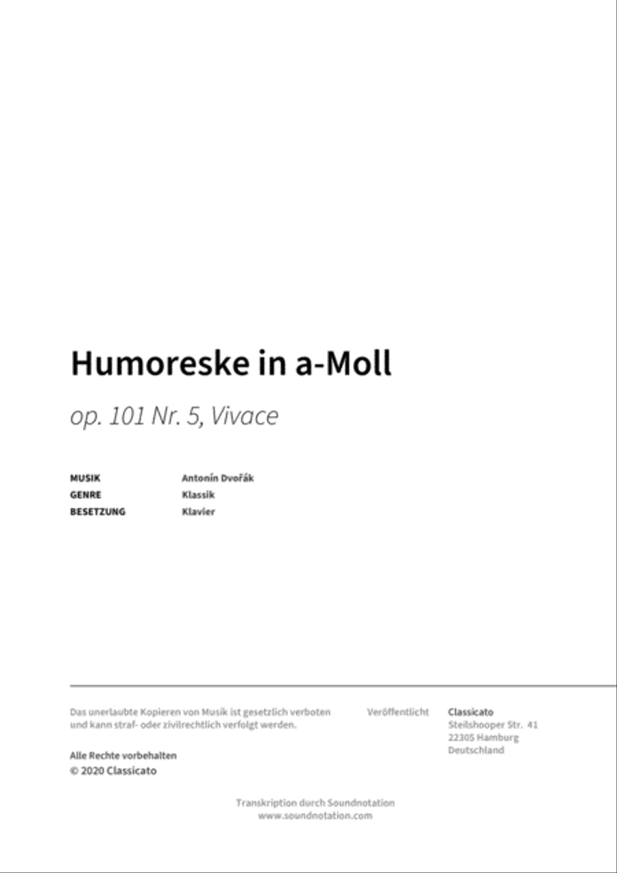 Humoreske in a-Moll Piano Solo scores gallery preview page 2