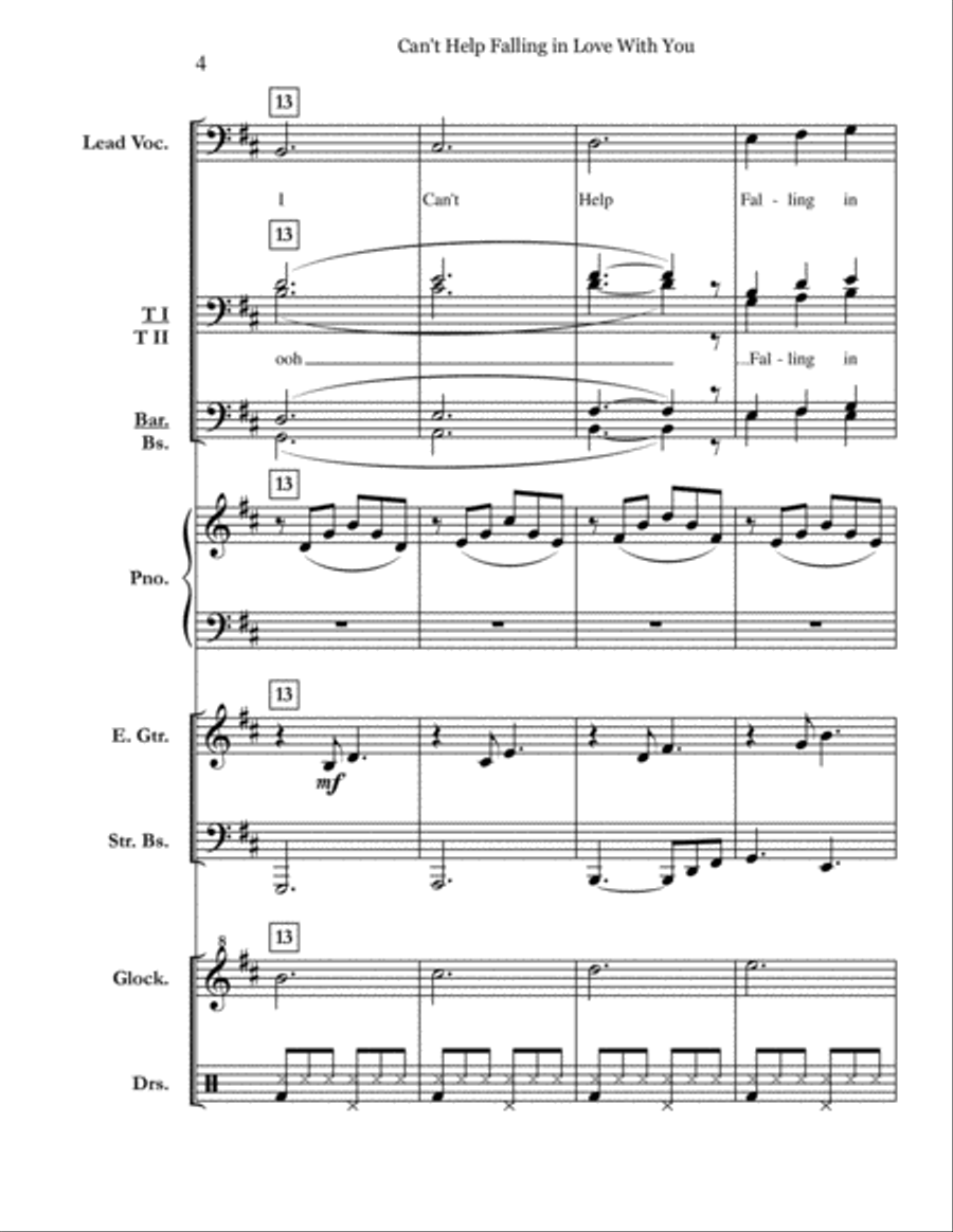Can't Help Falling In Love TTBB scores gallery preview page 4