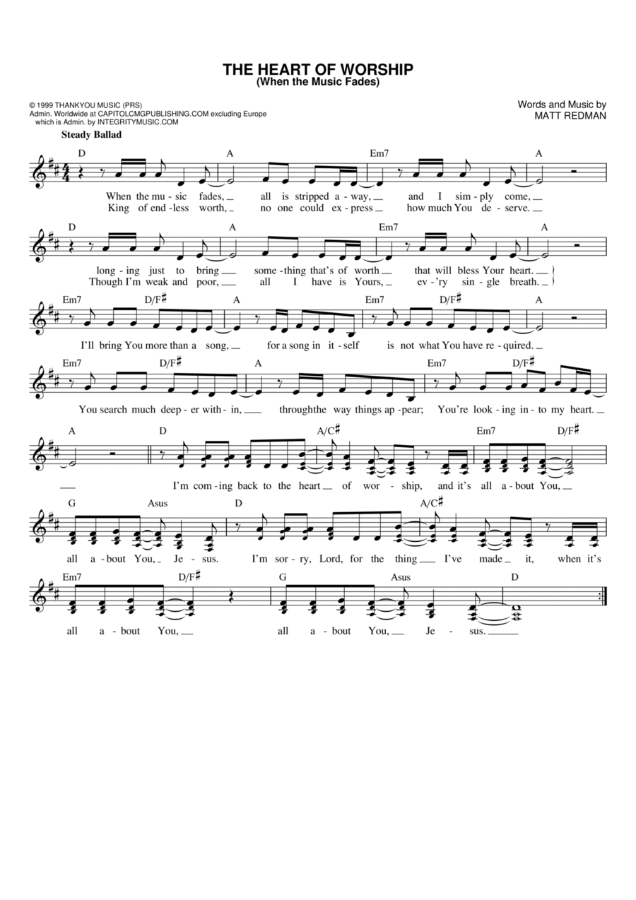 The Heart Of Worship (When The Music Fades) Flute scores gallery preview page 1