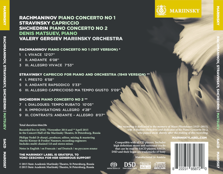 Rachmaninoff: Piano Concerto No. 1; Stravinsky: Capriccio; Shchedrin: Piano Concerto No. 2