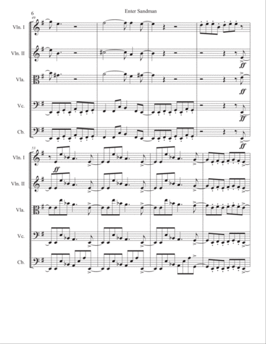 Enter Sandman Enter Sandman Cello scores gallery preview page 6