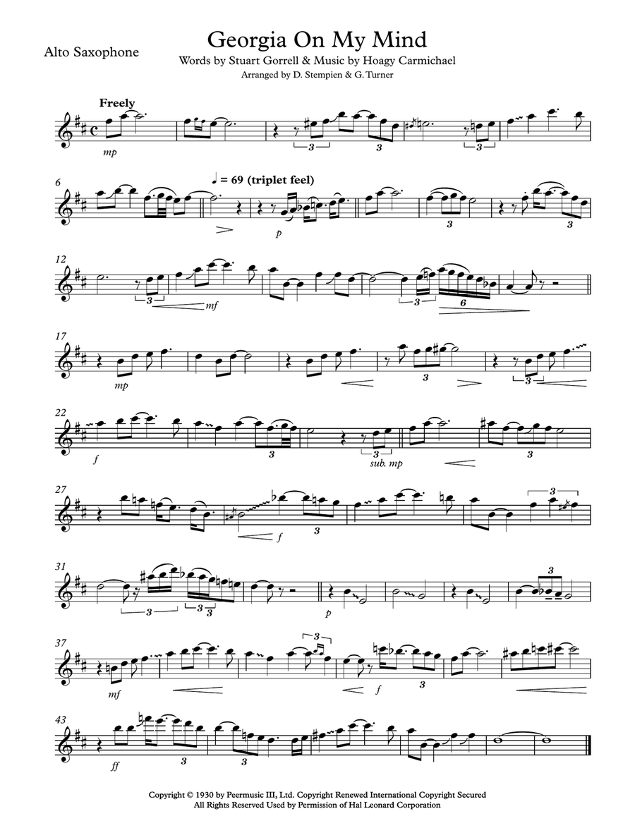 Georgia On My Mind Georgia On My Mind Alto Saxophone scores gallery preview page 3