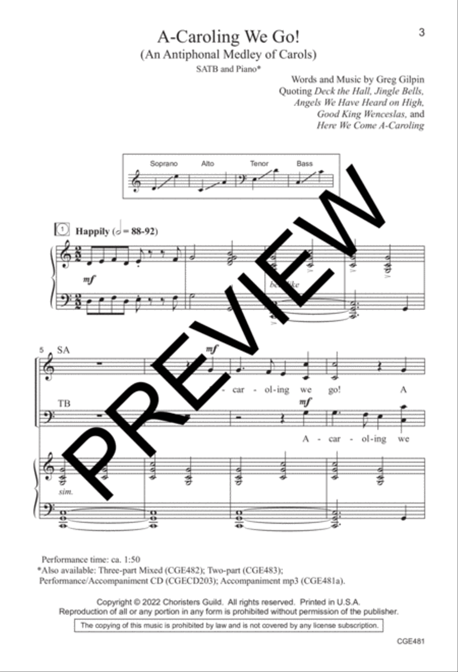 ACaroling We Go (SATB) 4-Part scores gallery preview page 2
