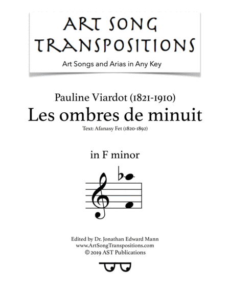 VIARDOT: Les ombres de minuit (transposed to F minor)