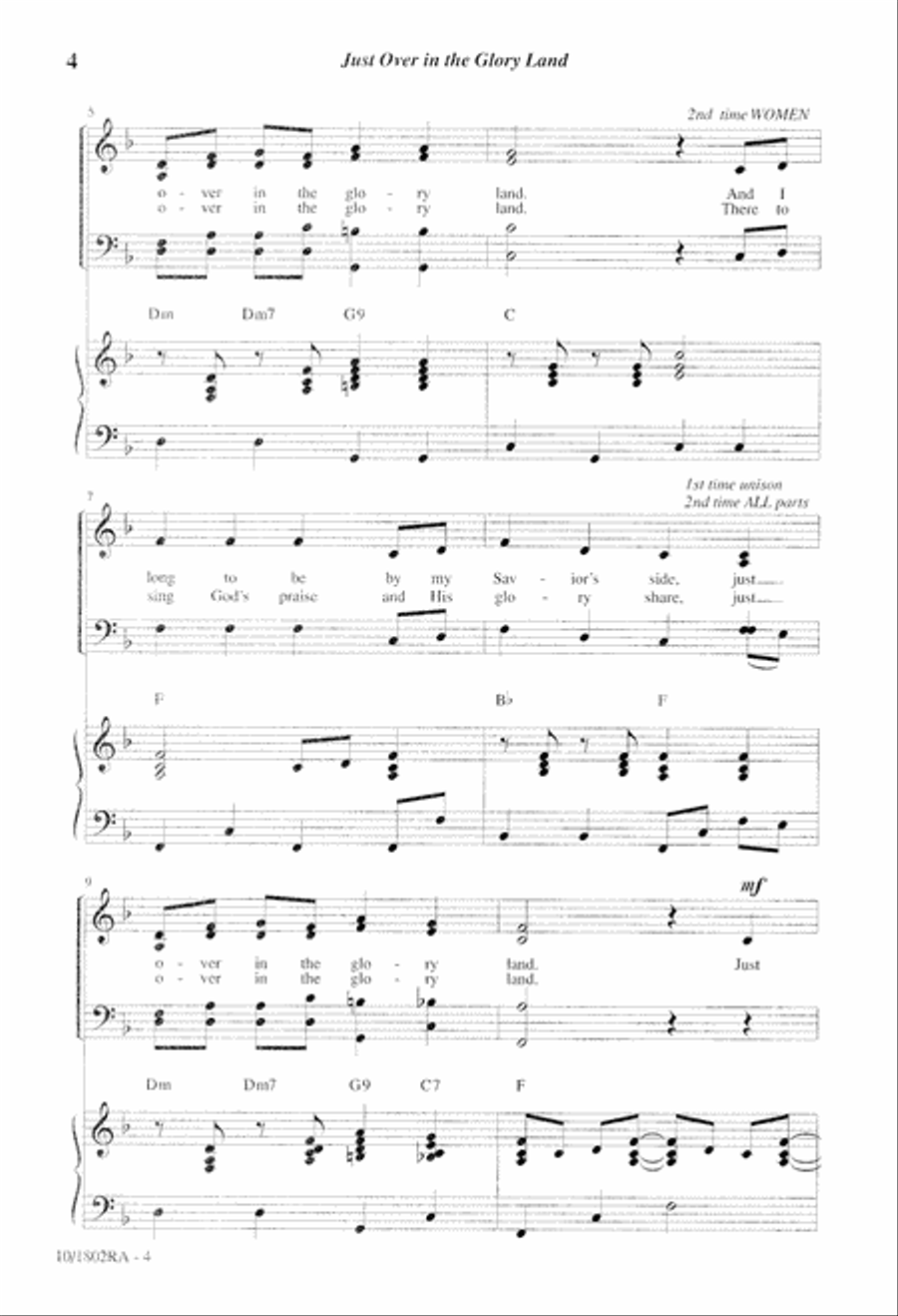 Just Over in the Glory Land 4-Part scores gallery preview page 4