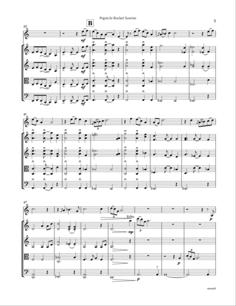 Popsicle Rocket Sunrise (trumpet & string quartet) Chamber Orchestra scores gallery preview page 5