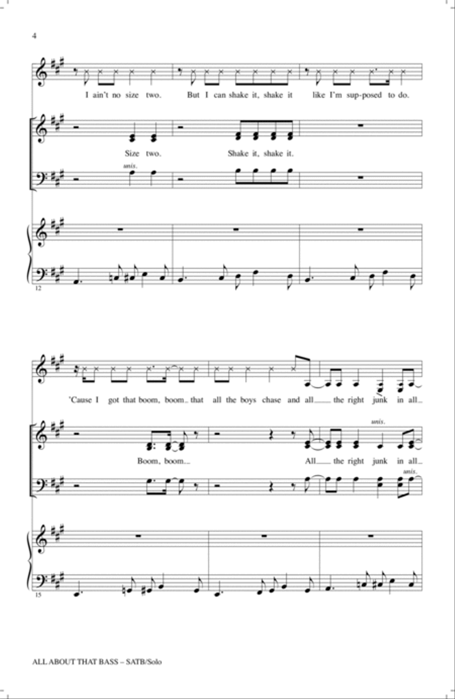 All About That Bass All About That Bass 4-Part scores gallery preview page 3