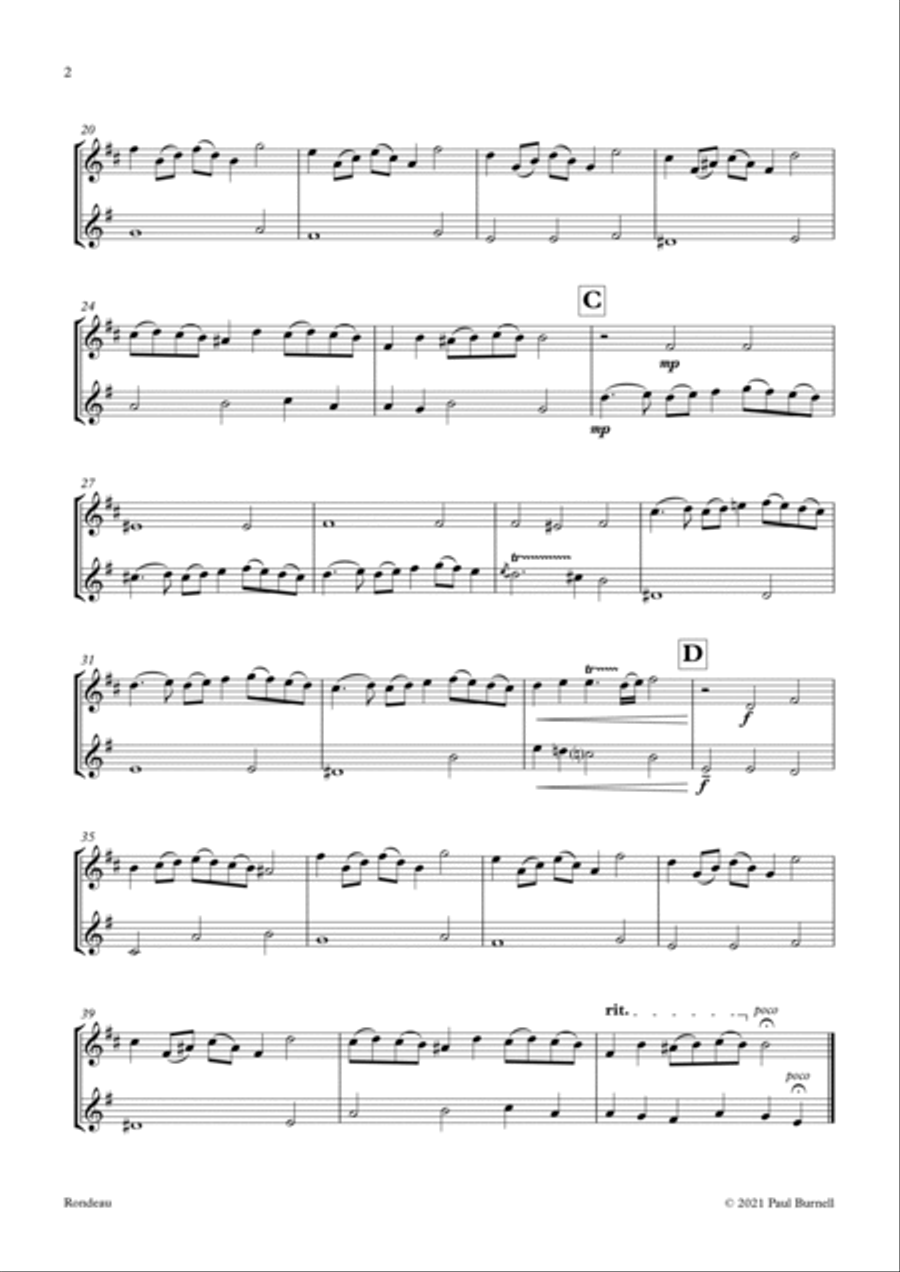Rondeau, from Abdelazar, Z.570, arranged for duet: instrument in Eb or Bb, and instrument in Bb Small Ensemble scores gallery preview page 4