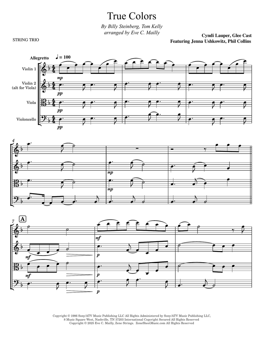 True Colors String Trio scores gallery preview page 1