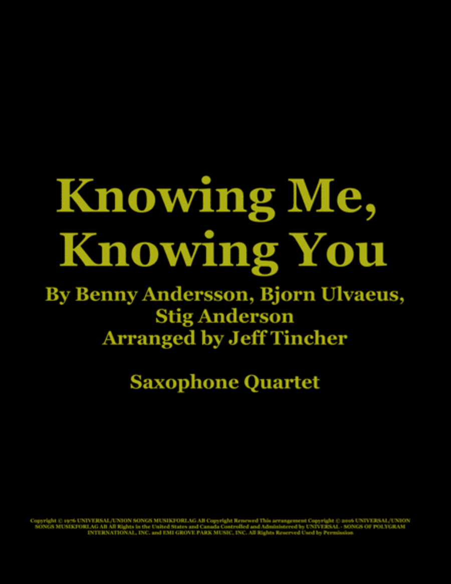 Knowing Me, Knowing You Woodwind Quartet scores gallery preview page 1