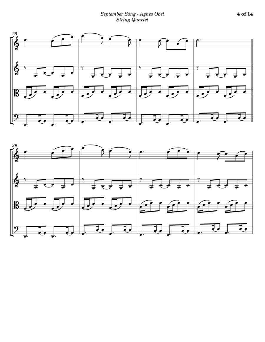 September Song String Quartet scores gallery preview page 4
