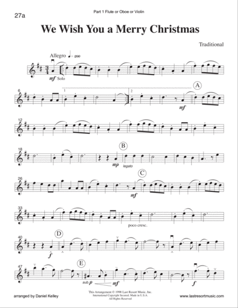 We Wish You a Merry Christmas for String or Piano Trio (or Wind Trio or Mixed Trio) Piano Trio scores gallery preview page 3