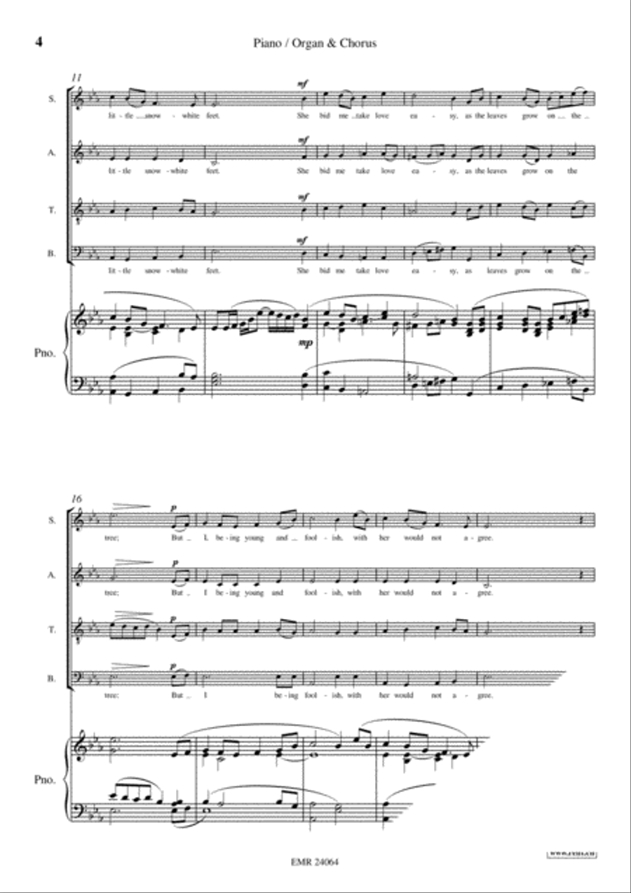 Down By The Salley Gardens 4-Part scores gallery preview page 4