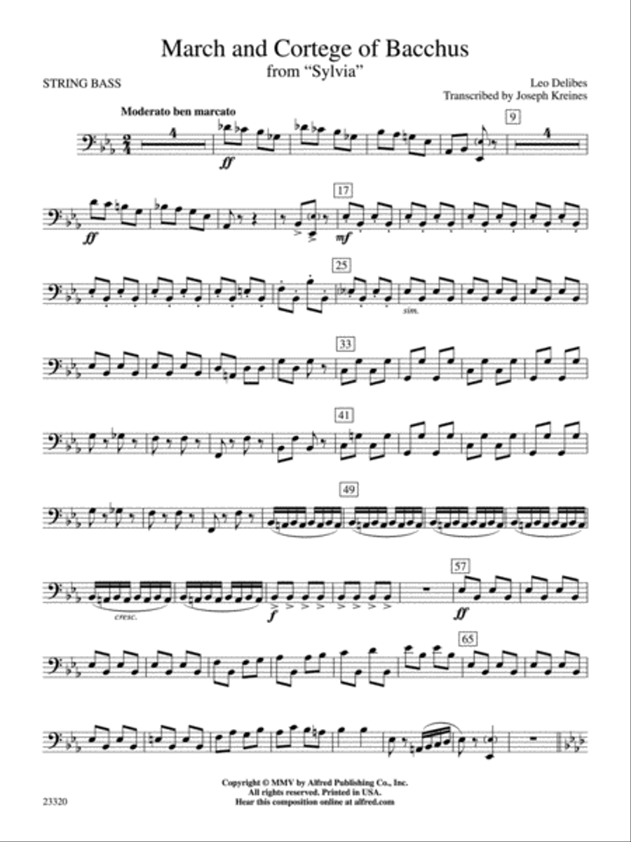 March and Cortege of Bacchus: String Bass Concert Band scores gallery preview page 1