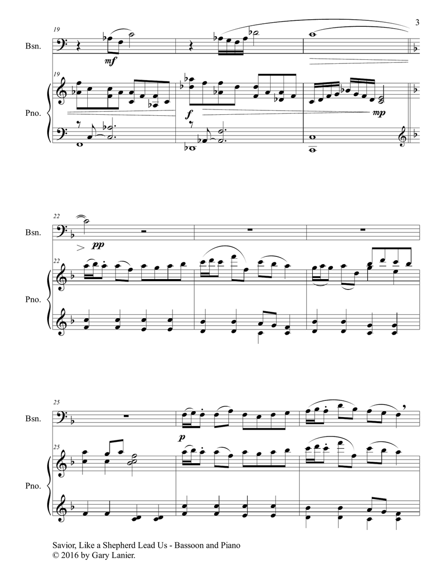 SAVIOR, LIKE A SHEPHERD LEAD US (Duet – Bassoon & Piano with Parts) Bassoon Solo scores gallery preview page 4