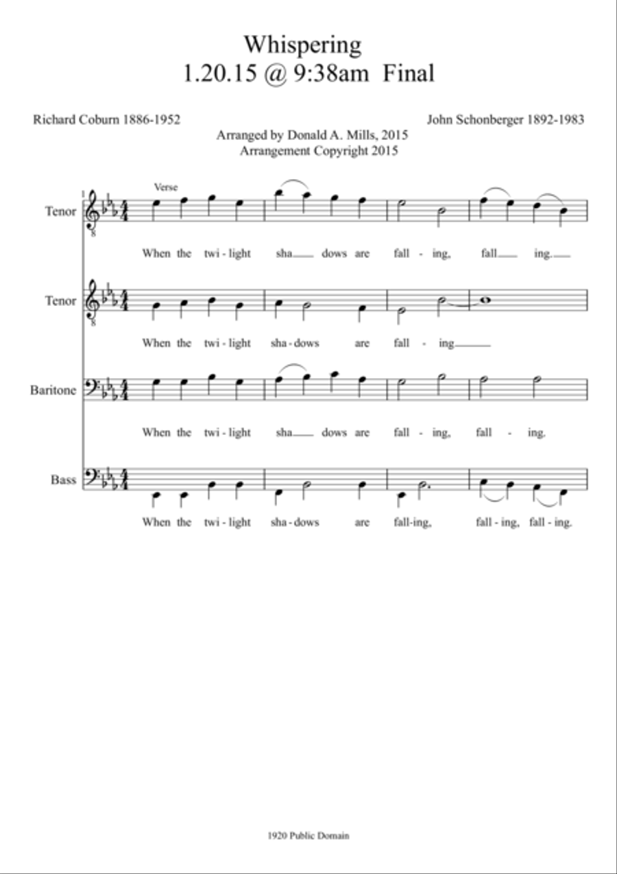 Whispering TTBB scores gallery preview page 1