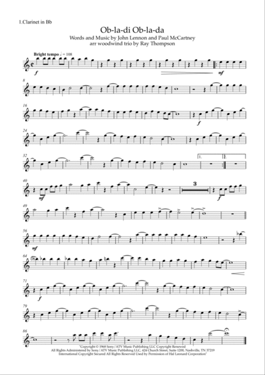 Ob-La-Di, Ob-La-Da Woodwind Trio scores gallery preview page 5