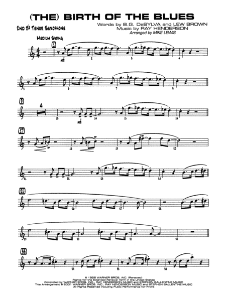 (The) Birth of the Blues: 2nd B-flat Tenor Saxophone