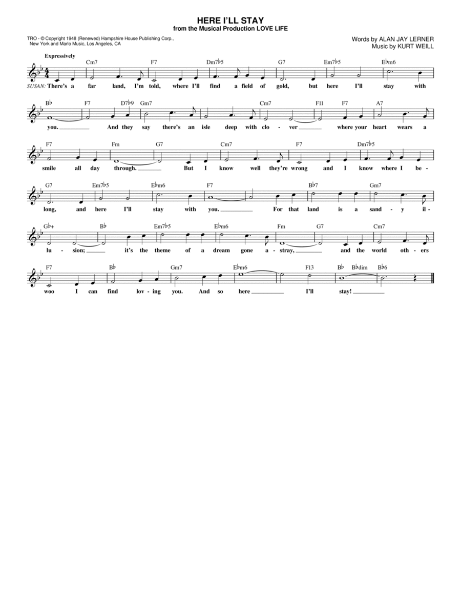 Here I'll Stay Here I'll Stay Piano scores gallery preview page 1