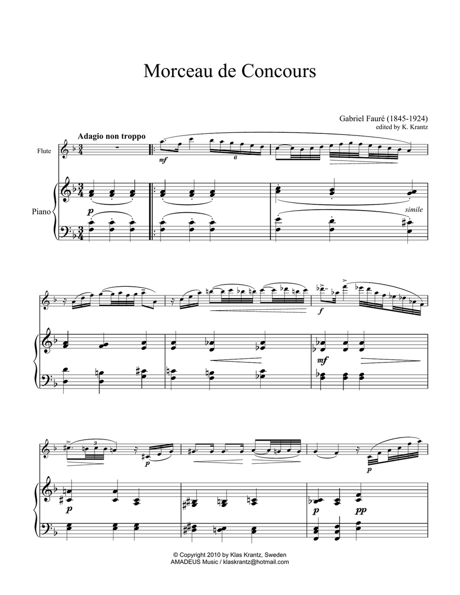 Morceau de concours for violin or flute and piano Morceau de concours for violin or flute and piano Flute scores gallery preview page 2