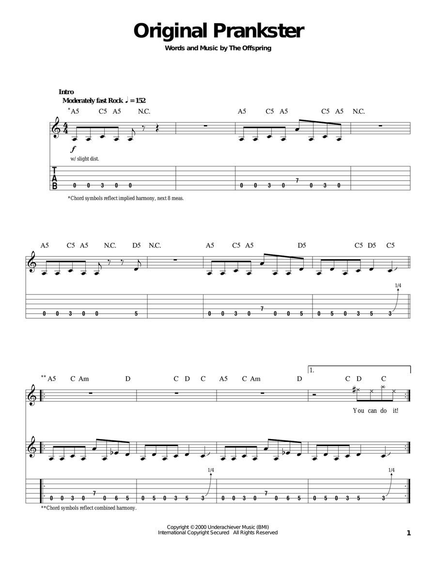 Original Prankster Acoustic Guitar scores gallery preview page 1