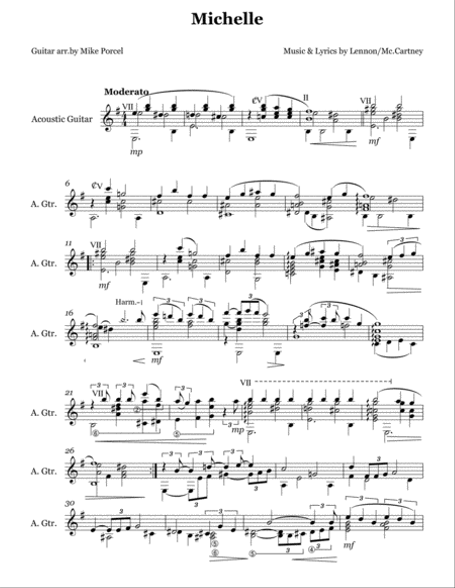Michelle Guitar Solo scores gallery preview page 2