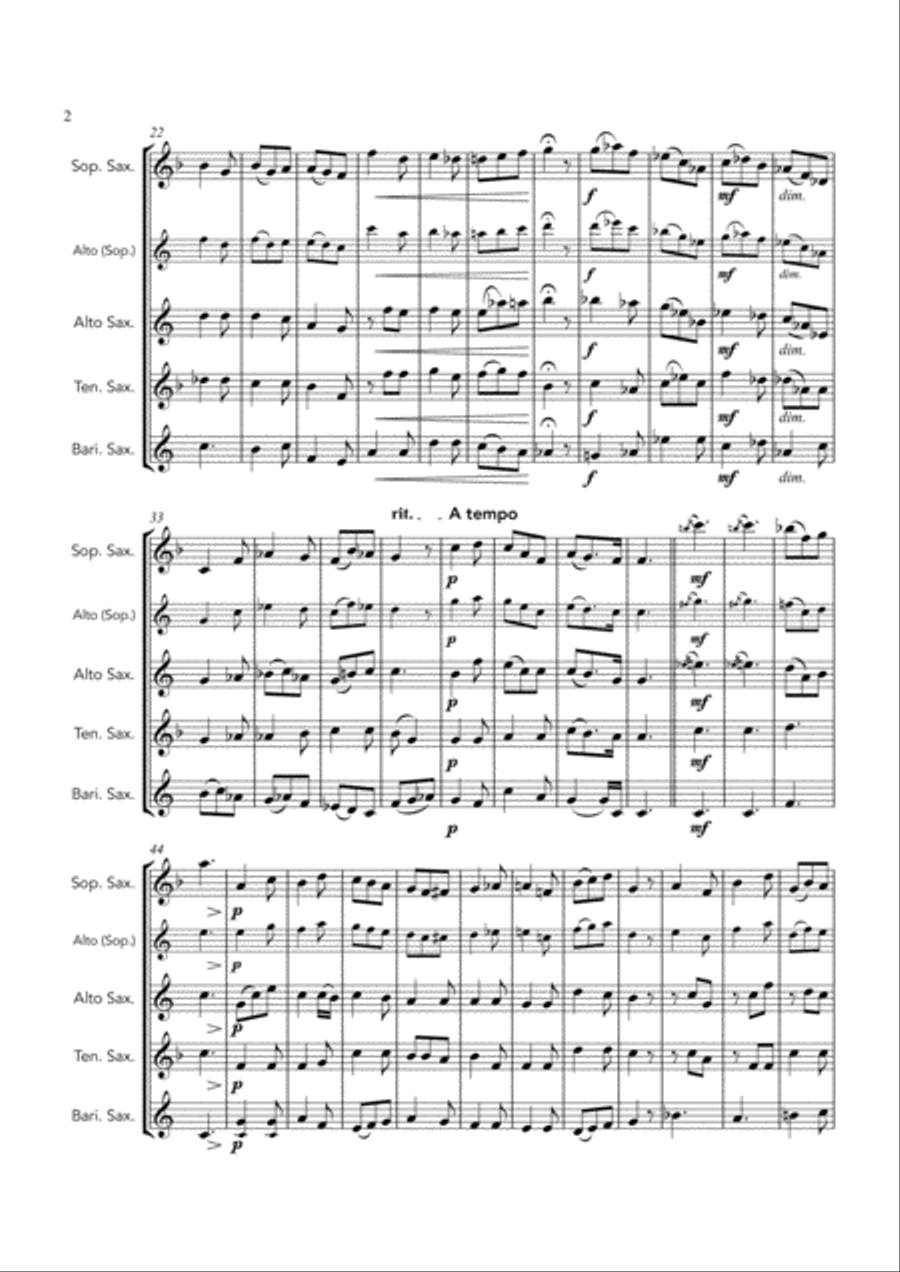 The Shepherd's Farewell, Berlioz - SATB or AATB saxophone quartet Saxophone Quartet scores gallery preview page 2
