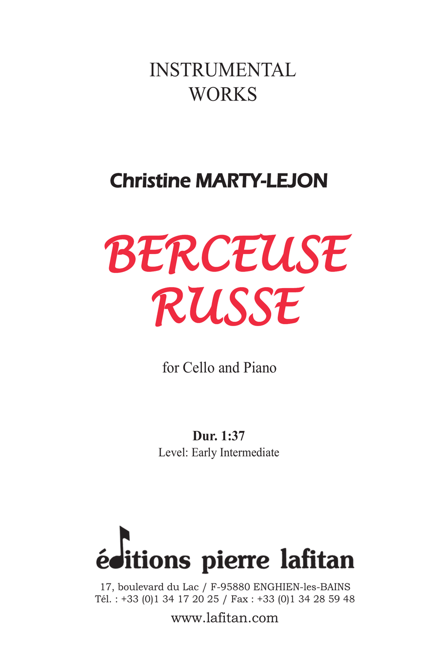 BERCEUSE RUSSE Piano scores gallery preview page 1