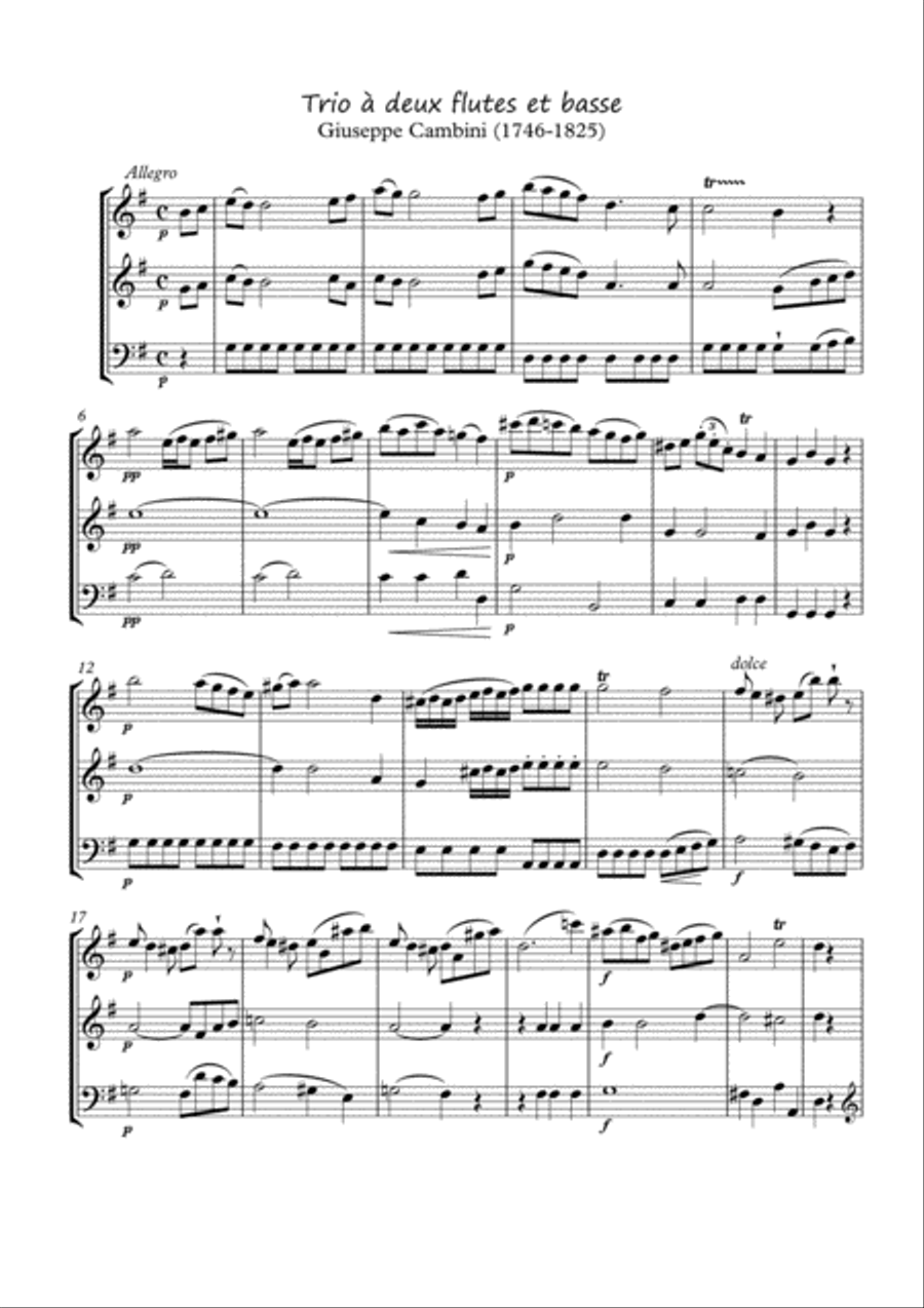 Woodwind trio by Giuseppe Cambini Woodwind Trio scores gallery preview page 1